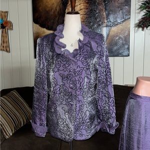 Night Studios • Size 12 • Purple/Black • Floral • Velvet • Shimmering • Dress
